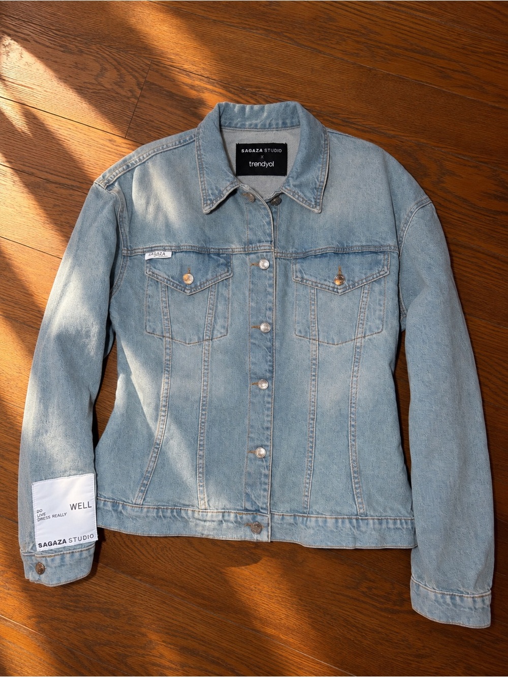 Sagaza Studio x Trendyol Light Blue Washed Denim Jacket Sz 8 NWOT